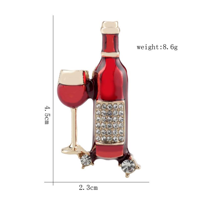 Romantic Diamond Wine Bottle Wine Glass Brooch Fashion Clothing Backpack Versatile Creative Pin
