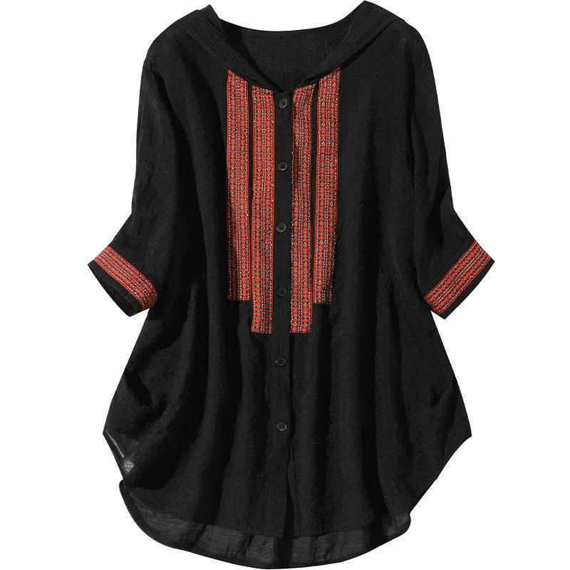 Women Summer Casual Shirt Embroidery Loose  Shirts