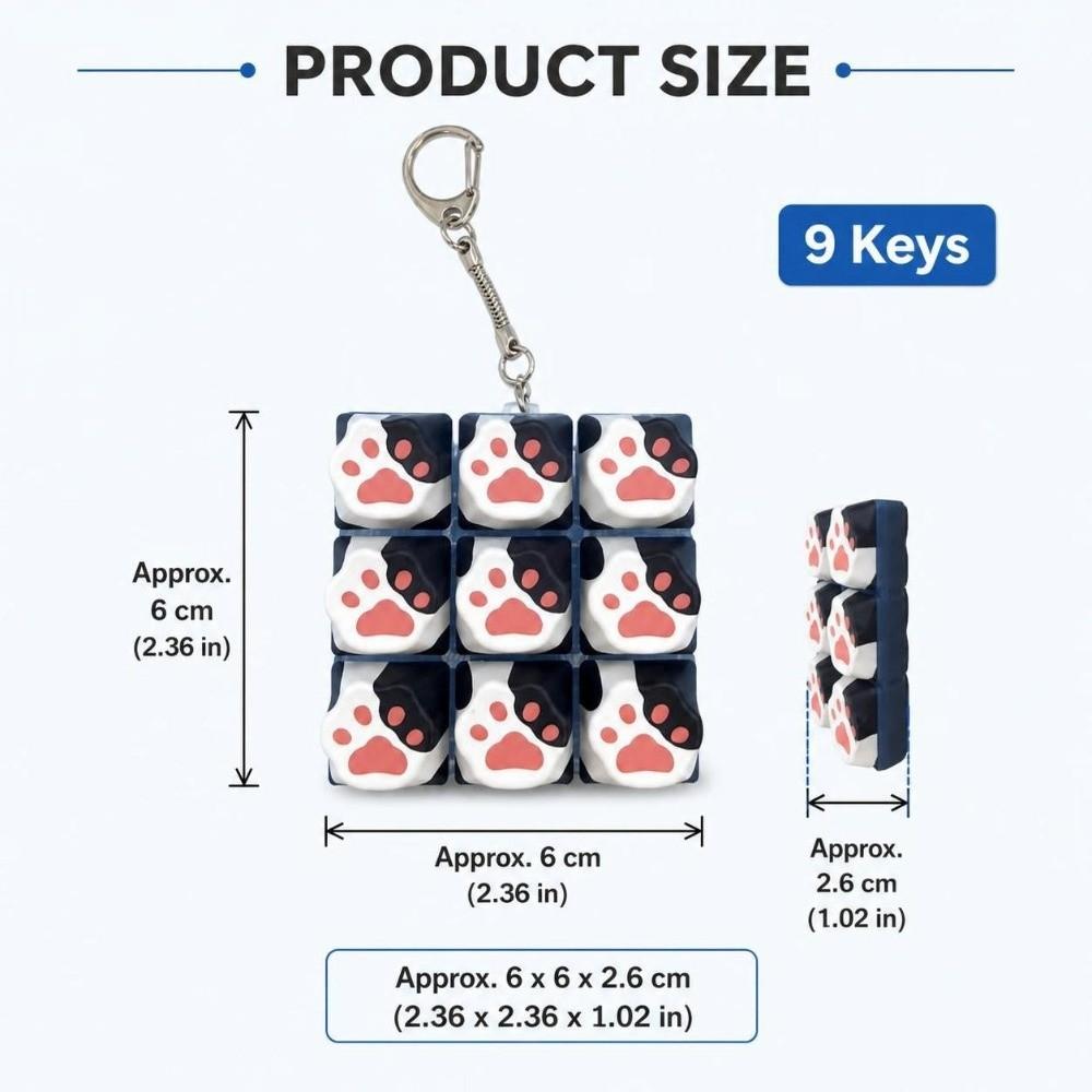Cat Paw Stress Relief Clicker 4/9 Keys Fidget Keychain Relaxing Calming Keychain Keys  Bag Charms