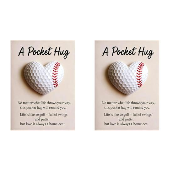 Golf Pocket Hug with Card Heart-Shaped Softball Golf Ball Pocket Hug Token Encouragement Keepsake Gift for Softball Lovers Golfers Sports Enthusiasts
