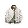 Mens Retro Color Block Detachable Down Jacket Winter Loose Fit Stand Collar Puffer Coat