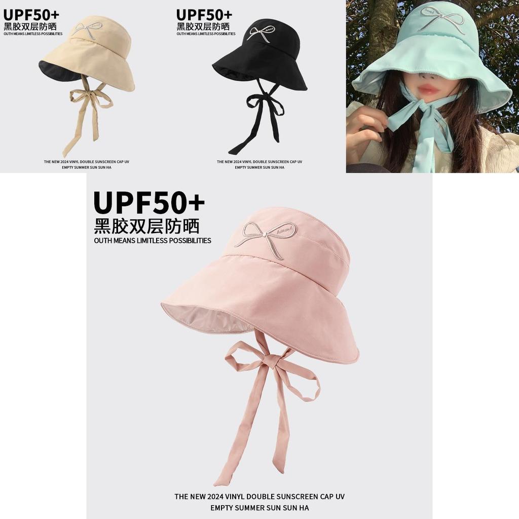 Stylish Solid Color Bowknot Sun Protection Fishing Hat For Women Summer 2024