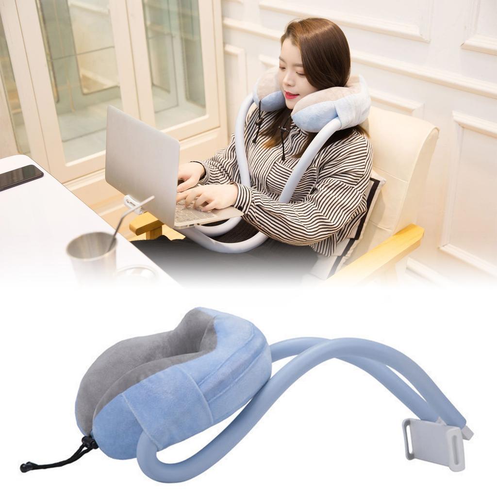Neck Pillow Phone Holder U Shaped Pillow with Lazy Phone Bracket for Travel Office Light Blue Free Size