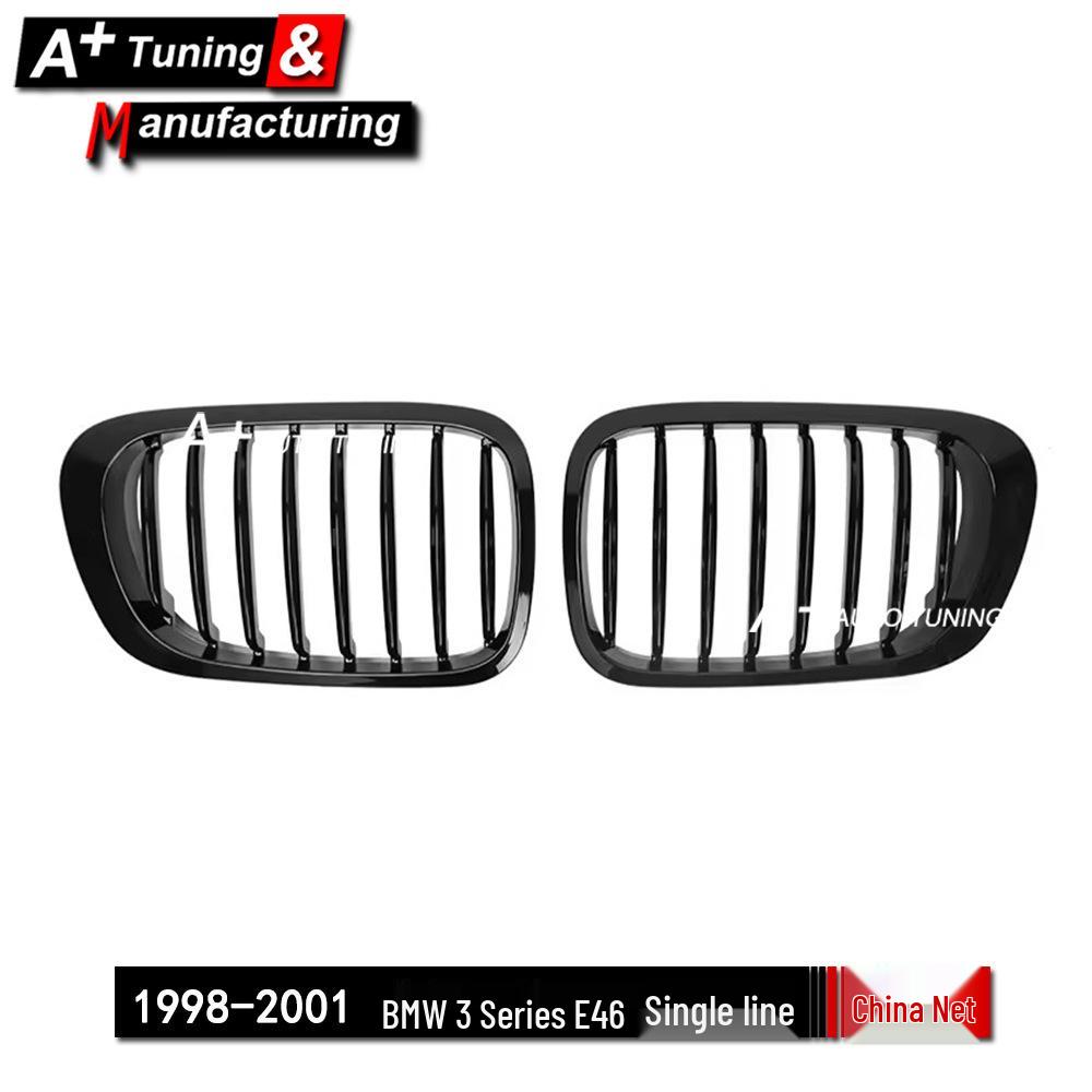 E46 BMW 3 Series 1998-2001 Gloss Black Front Grille - 2-Door, Single Line