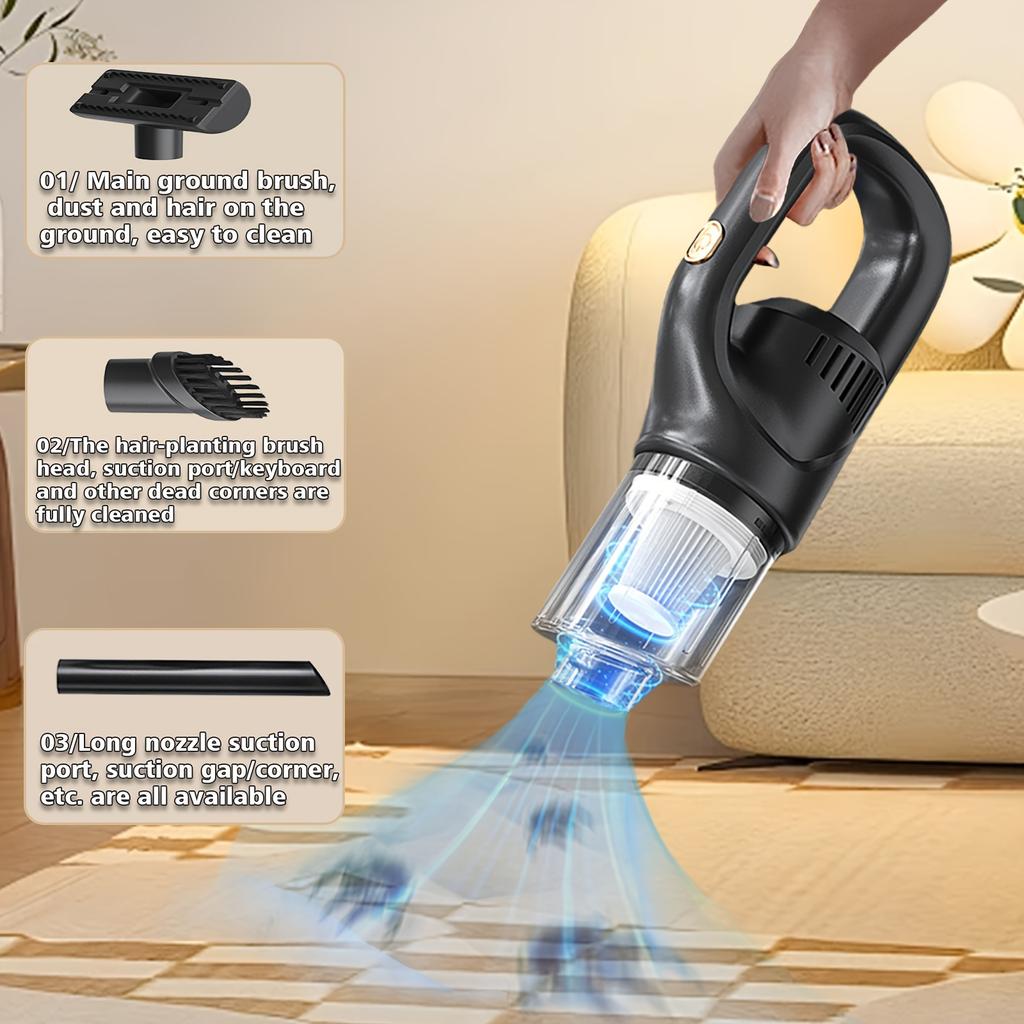 5kpa Cyclone Suction Portable Wireless Handheld Vacuum Cleaner - Rechargeable Car/Office/Home Vacuum - Strong Suction
