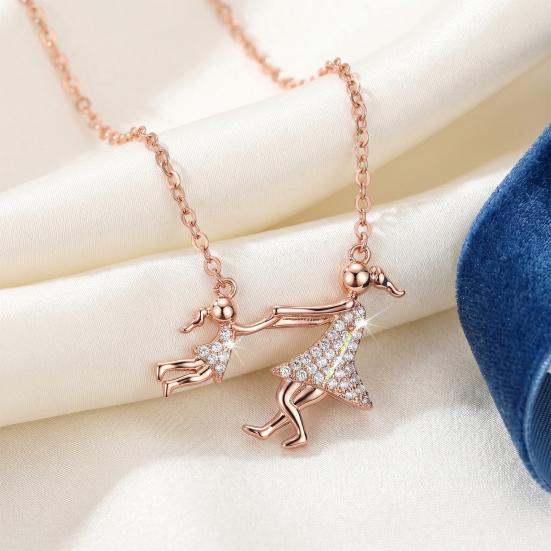 Mother Daughter Necklace for Mom Sparkling Rhinestone Girl Mom Pendant Necklace Mother's Day Gift from Daughter
