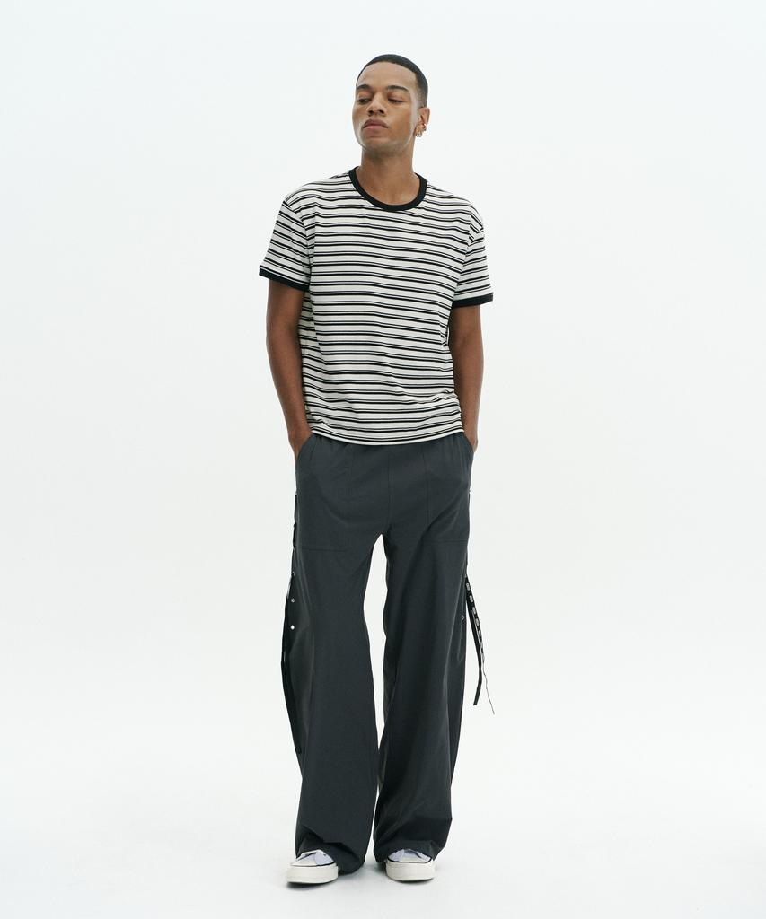Keuleogsi Side Lace-Up Wide Pants Charcoal