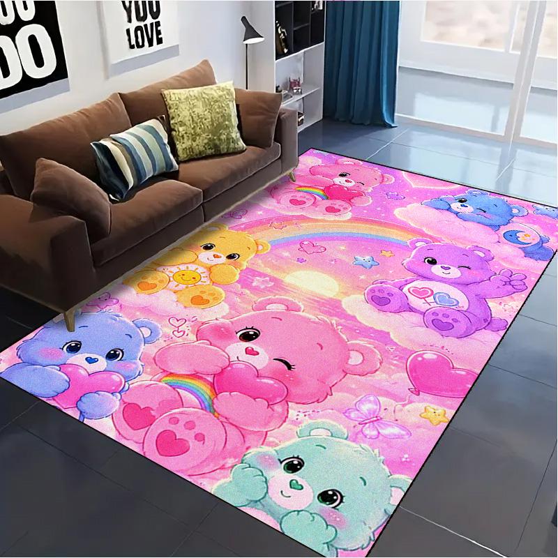 Cartoon Care Bear Carpet Rug for Living Room Bedroom Home Sofa Decoration,Kids play Non-slip Floor Mat