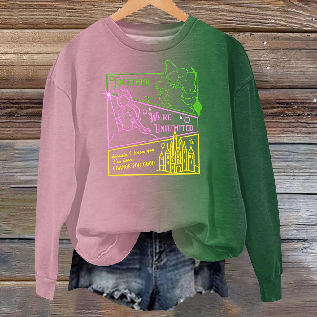 Hanorac larg casual de damă cu mânecă lungă și imprimeu