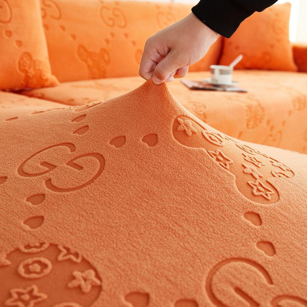 Jednokolorowy Trójwymiarowy Aksamitowy Kombinowany Pokrowiec na Sofę typu Stretch All-Inclusive Jednokolorowy Elastyczny Antypoślizgowy Pokrowiec na Sofę Imperialnej Konkubiny