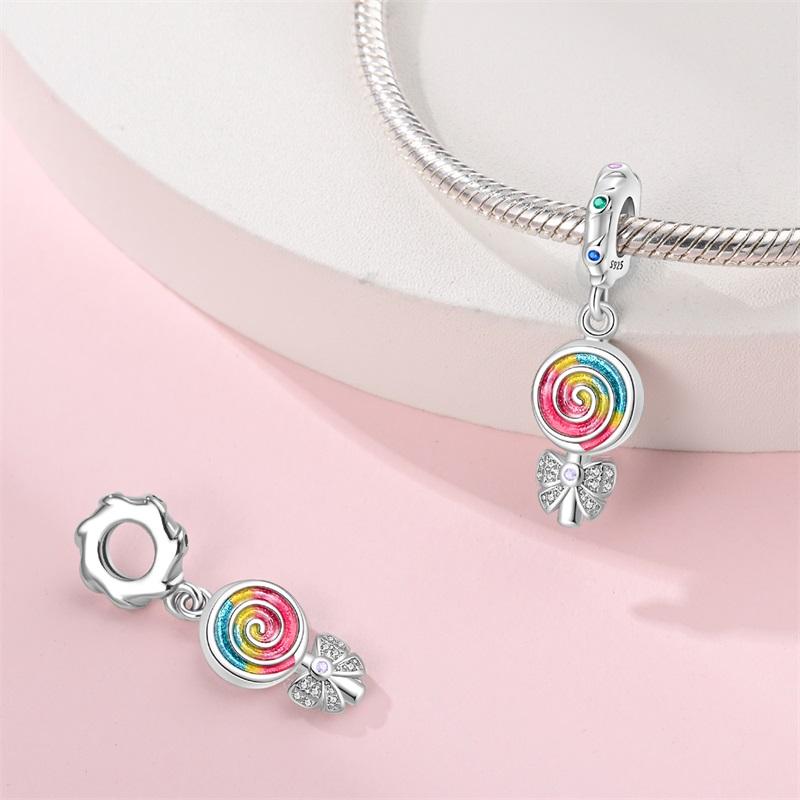 Beautiful Christmas Rainbow Candy Dangle Charm Fit Original Bracelet Copper Donut Charm For Diy Jewelry Making Gift