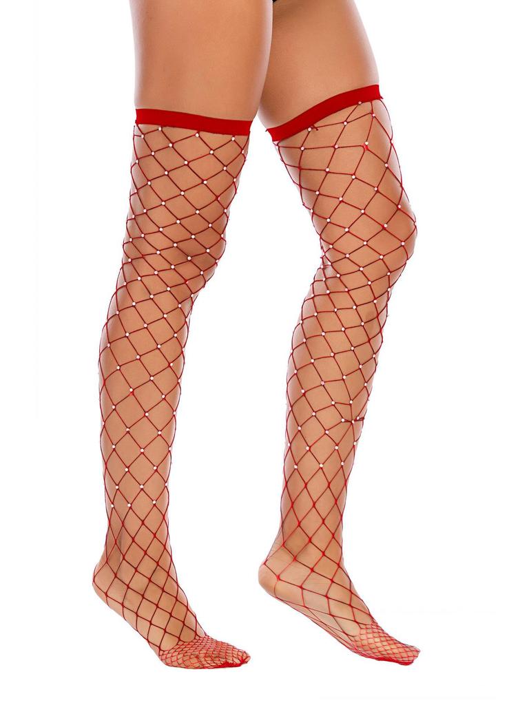 CTW01 Glänzende Strass-Netz Overknee Diamantstrümpfe