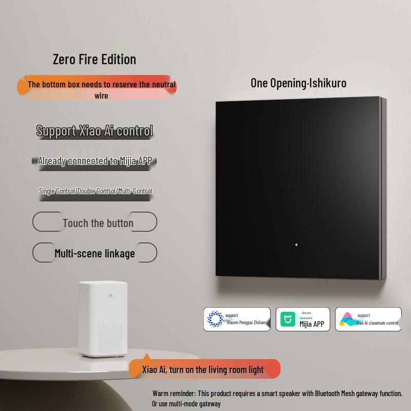 

Compatible with Mijia APP for smart control, featuring Bluetooth mesh 2.0, two-way control, single/zero-fire support, and voice activation.