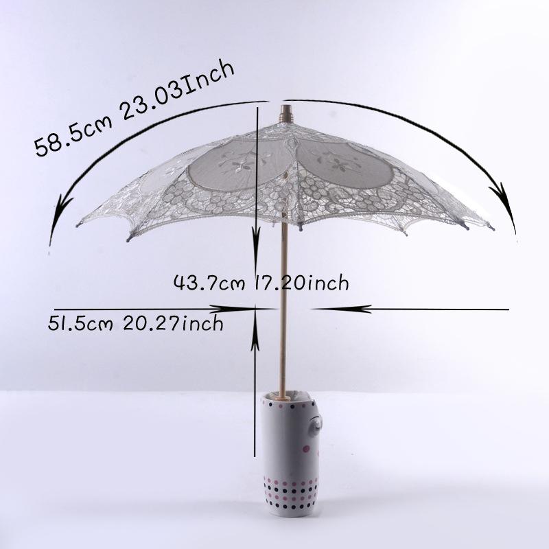 Vintage White 15/19/30/38Cm Lace Parasol Umbrella Embroidery Cotton Lace Flower Girl Umbrella Kids Sun Umbrella Photo Prop