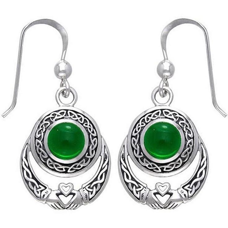 Retro Celtic Claddagh Moonstone Stud Earrings - European and American Style Dangle Earrings