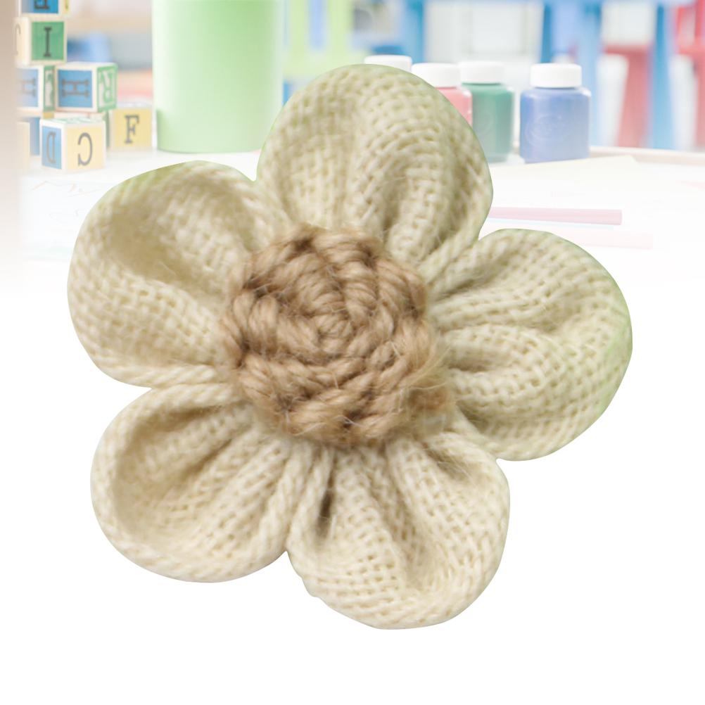 6Pcs Faux Lace Roses Burlap Fabric Flowers for Wedding Decor Vintage Rustic Party House Decoration DIY Craft Gift