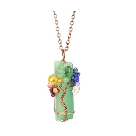 Collar de Cristal Curativo Colgante Prisma de Piedra Preciosa Collar de Piedras Naturales Coloridas Collar de Árbol de Cristal Regalo de Energía Espiritual para Hombres Mujeres