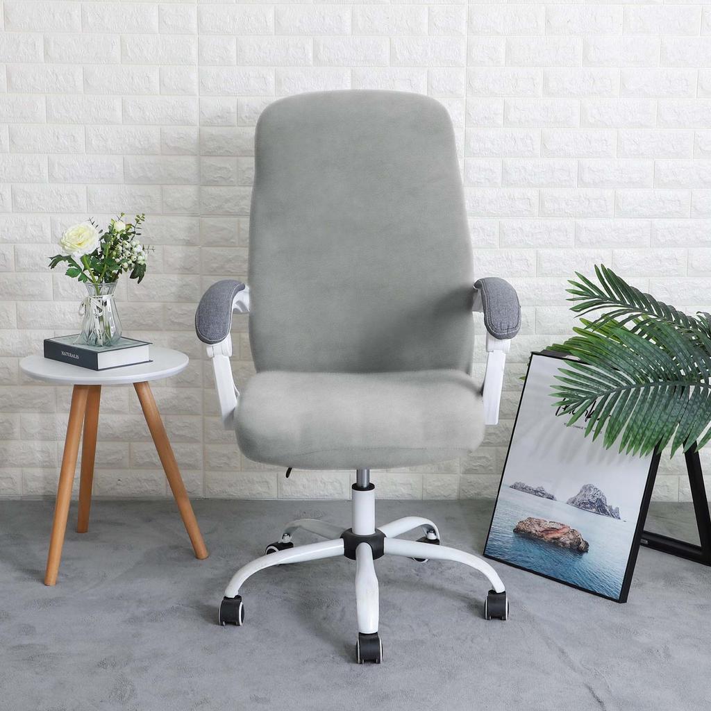 Swivel Chair Cover Light Gray Velvet