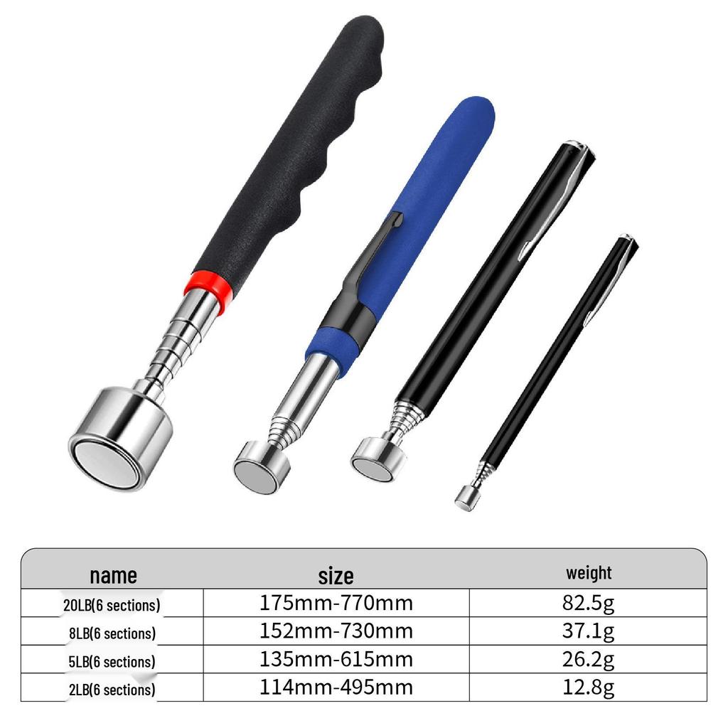 Telescopic Magnetic Pickup Tool with Flashlight and Interchangeable Square/Round Mirrors