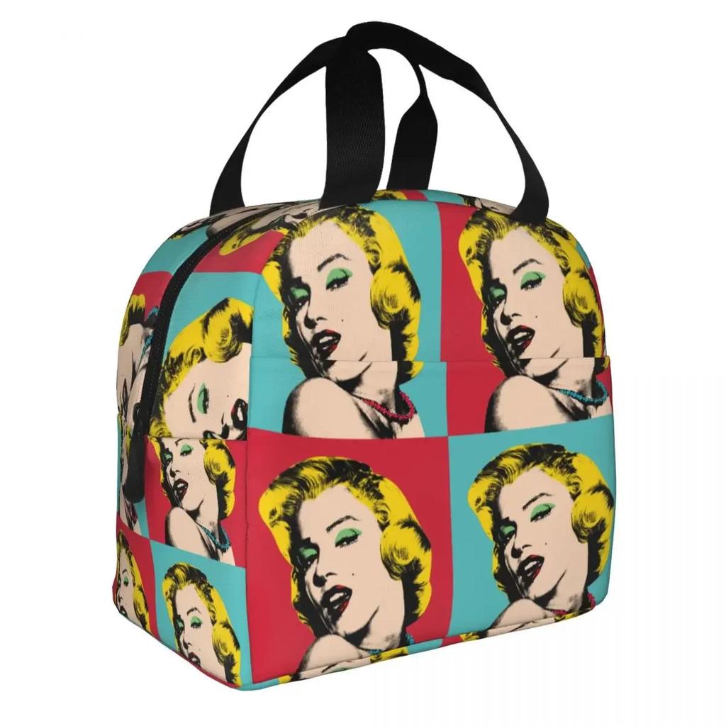 Pop Art Zlatý Warholův svačinový box Opakovaně použitelný Vodotěsný Termo chladící Jídlo Zlatá Dívka Monroe Izolovaná svačinová taška pro Ženy Pracovní tašky