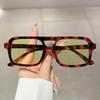 Double Bridge Square Sunglasses Women For Men  Vintage Sun Glasses Luxury Brand Designer Punk Popular Flat Top Eyeglasses