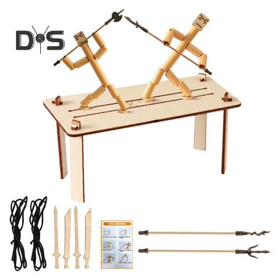 

1 набор игрушек «Бамбуковый человечек» с оружием, управляемый веревкой деревянный человечек, 2-4 игрока, фигурка бойца, настольная игра для детей и взрослых, подарок A