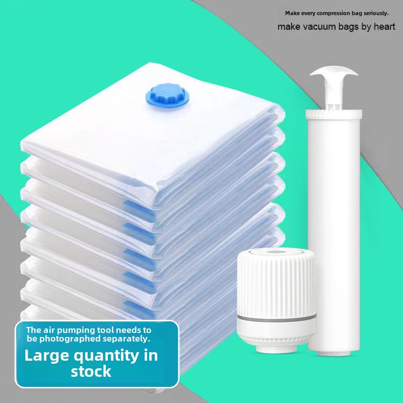 Blue Transparent Vacuum Compression Bag for Clothes & Quilts - Thickened Storage Solution