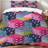 Black White Plaid Bedding Set Floral Embroidery Traditional Ethnic Style Duvet Cover Pillowcase Breathable For Home Bedroom