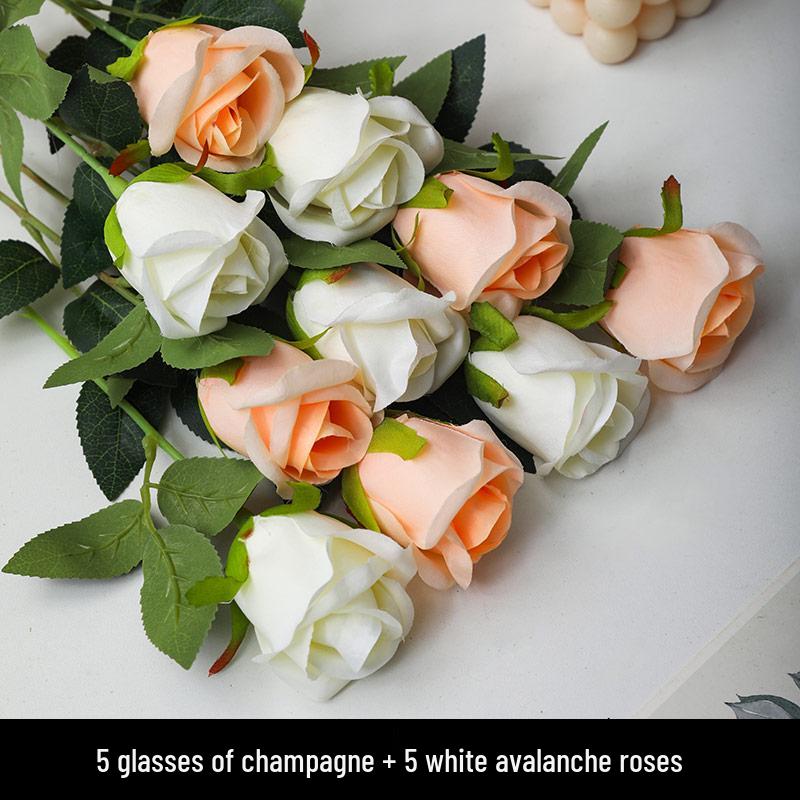 Silk Rose Bouquet: Artificial Flower Arrangement for Home Decor