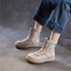 Johnature Genuine Leather Thick Soled Roman Women's Summer Boots Hollow-out Breathable Casual Mesh Short Boots
