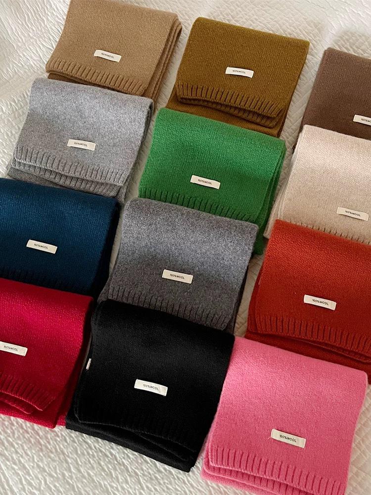 100% Pure Wool Knitted Scarf - Versatile Autumn/Winter Cashmere Neck Warmer for Couples