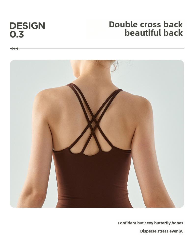 Women's Long Yoga Vest with Chest Pad, U-Neck, Tight-Fit, Beautiful Back, Sleeveless Fitness Sports Top