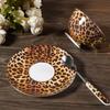 Retro Leopard Print Ceramic Coffee Cup and Dish Set Afternoon Tea Cups Breakfast Cup Water Cups Milk Mug Milk Tea Mug Teacup