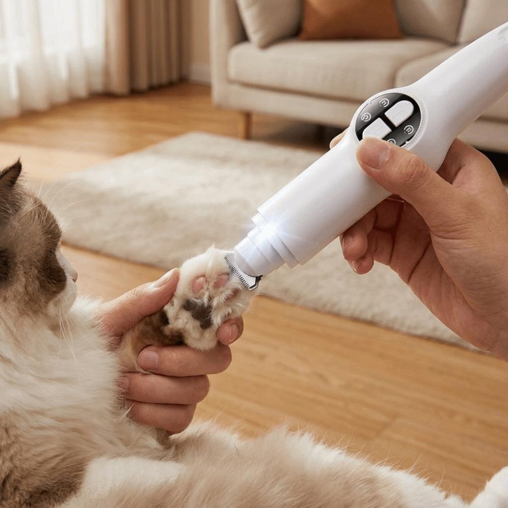 USB Rechargeable Pet Electric Clipper Safety LED Display Cat Hair Trimmer Waterproof Low Noise Cat Nail Clippers Cat Care