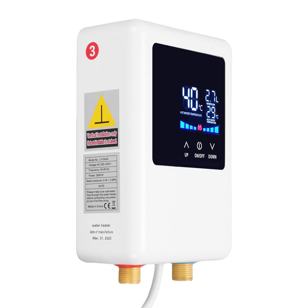 Water Heater 3000W Frequency Conversion Thermostat LCD Digital Display Touchscreen Hot Water Heater for Kitchen Bathroom