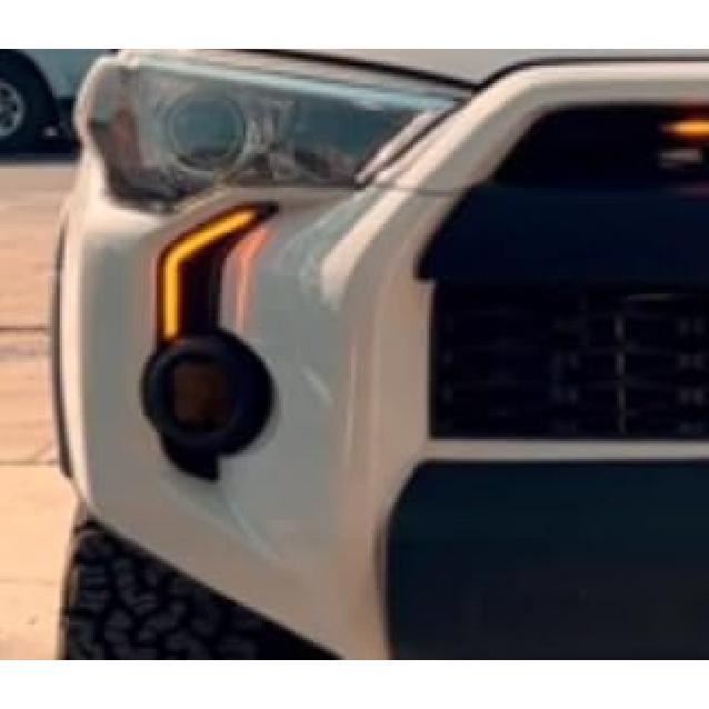 for Toyota 4Runner 2014-2024 Car Accessories LED Lights Spot Driving Lamp DRL Pair Fog Light Daytime Running Light DRL Fang Light 1 Set (Amber)