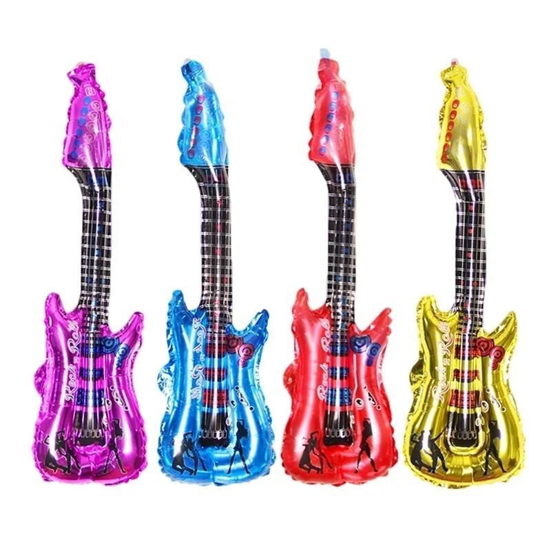 4pcs Random 80x30cm Popular Cartoon Guitar Balloon Inflatable Air Balloon Party Supplies Children Toy Birthday Balloon Toy