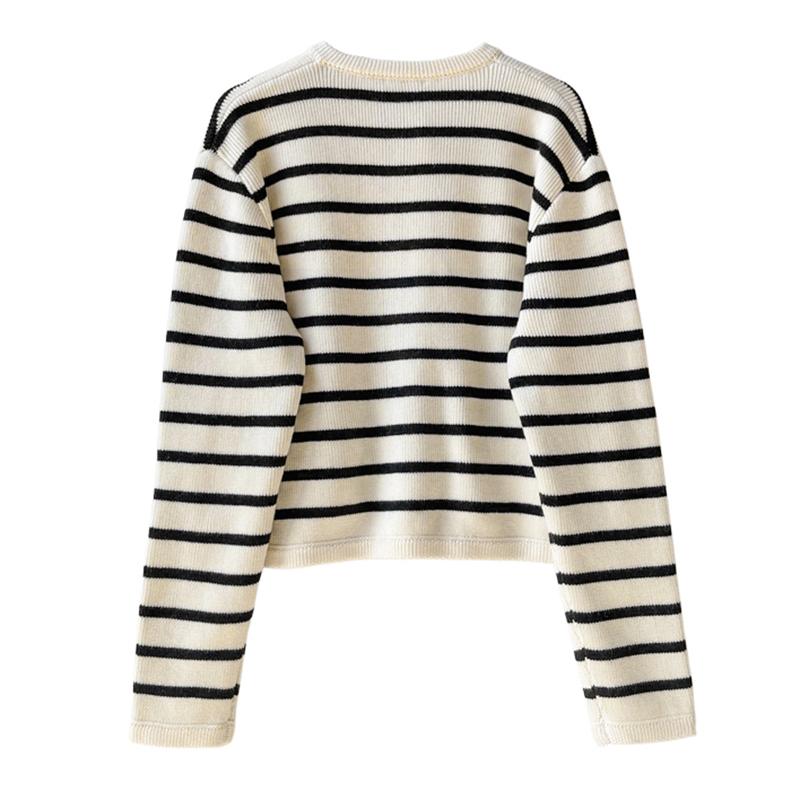 2026 Korean Fashion Sweater Women Cardigans Striped Knitted Female Sweater Winter Short Cardigan Long Sleeve Cardigan Top