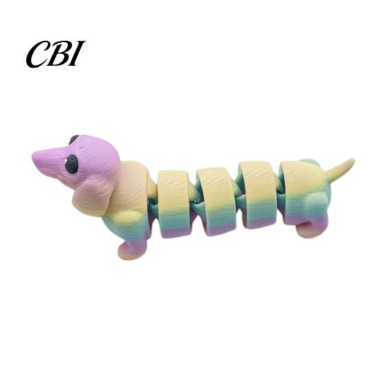 Tierische Desktop-Dekoration 3D-gedruckte Dackel-Figur, Gelenkiger Hunde-Fidget-Spielzeug, Welpen-Sammlerstück-Spielzeugfigur mit beweglichen Gelenken, für Zuhause und Büro