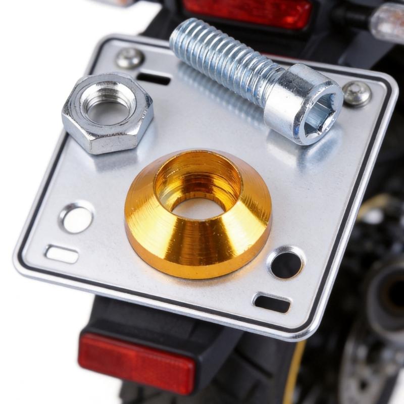 Motorcycle Plate Mounting Hardware with Anodized Countersunk Washers, Socket-Head Bolts and Nuts for Replacement