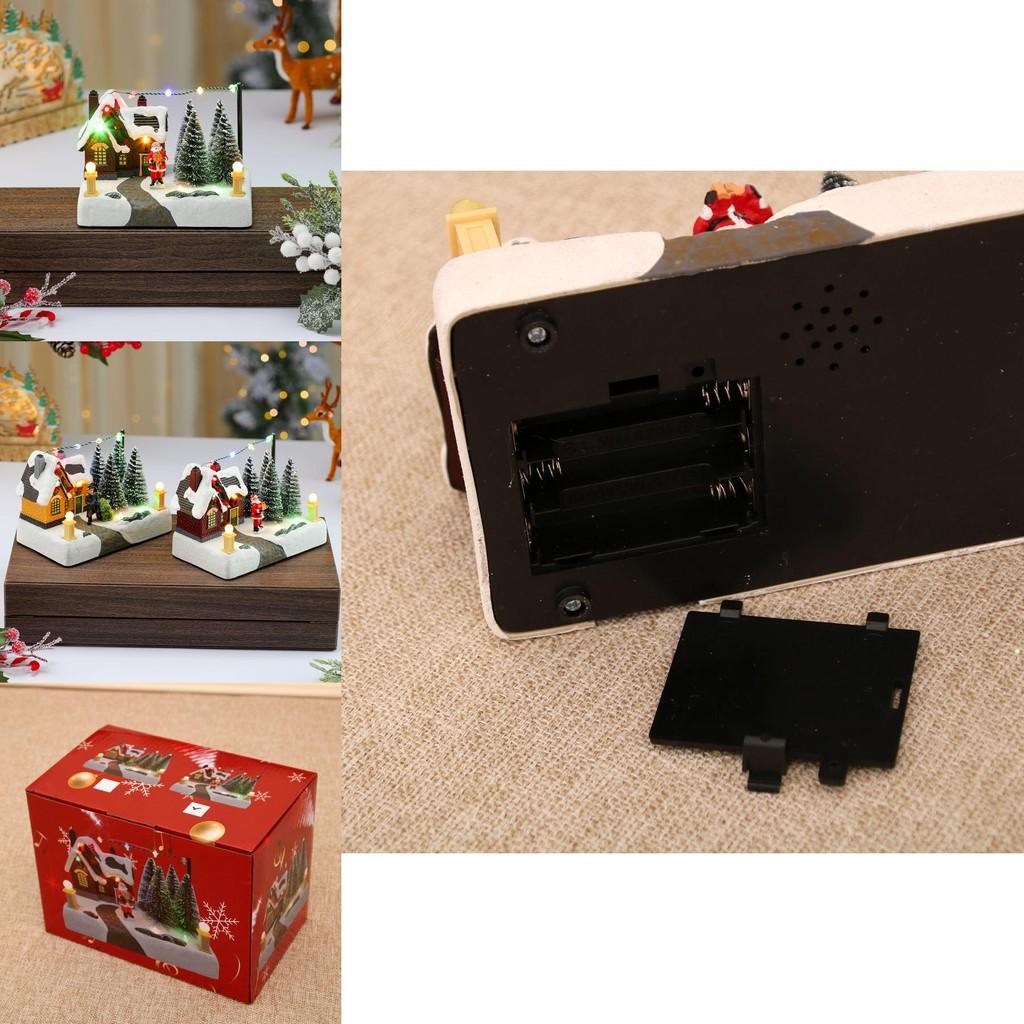 Christmas Resin Music Box Snow Scene With Light For Holiday Decor And Gift