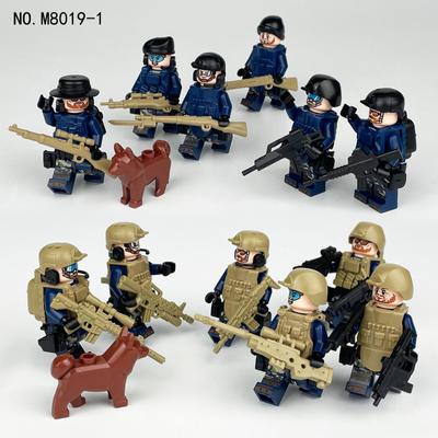 M8019 Protiteroristická jednotka speciální policie Modrý muž Kus zbraně Štít Stavební blok Hračka