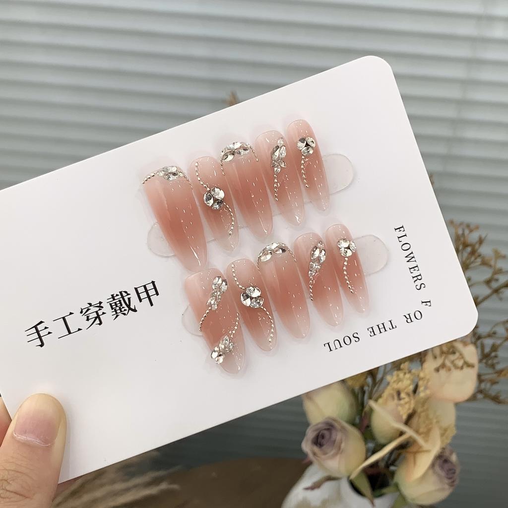 Simple Peach Blush Chain Fresh Small Diamond Sweet and Removable Fingers