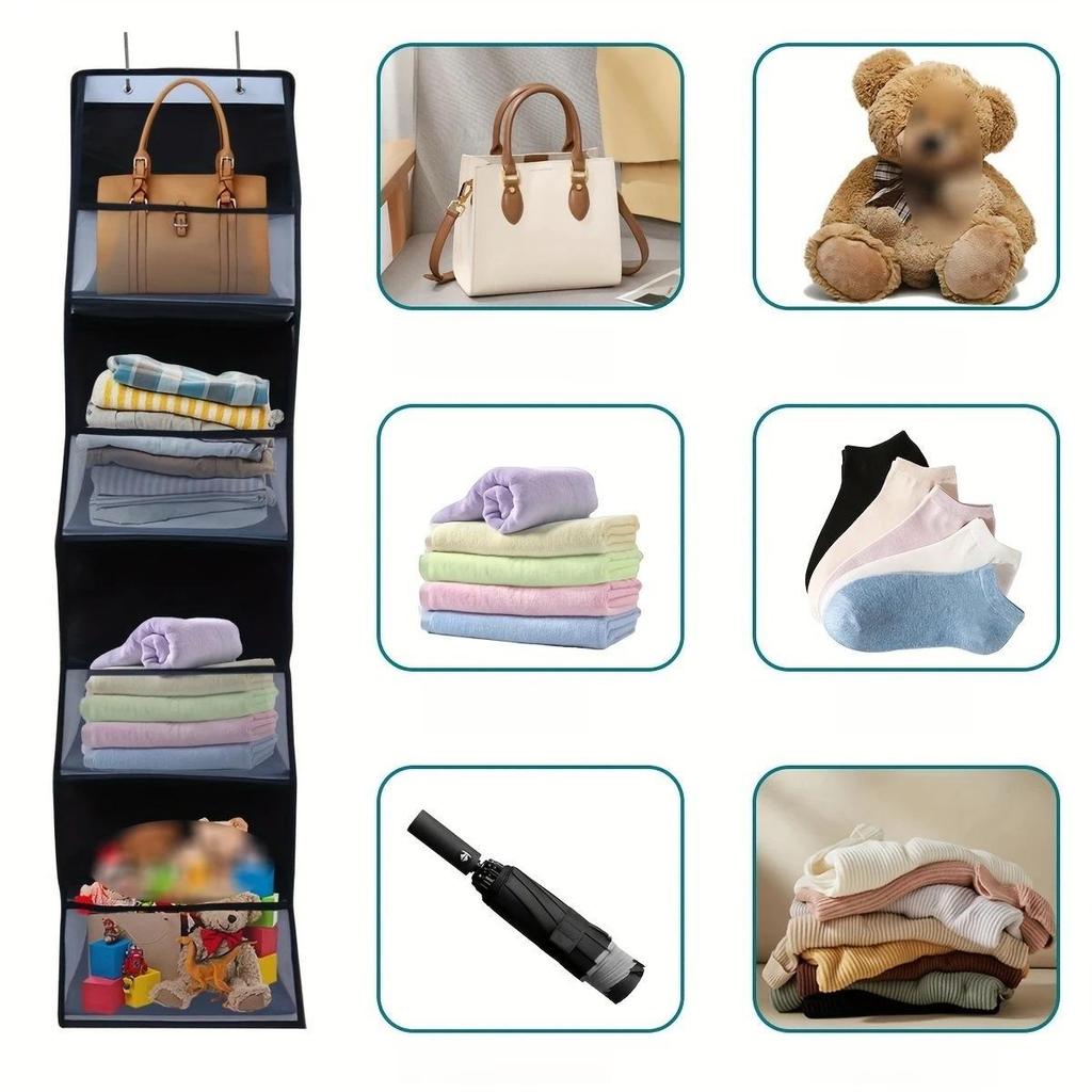 Wall-Mounted Mesh Storage Bag: Layered Hanging Organizer with Transparent Design