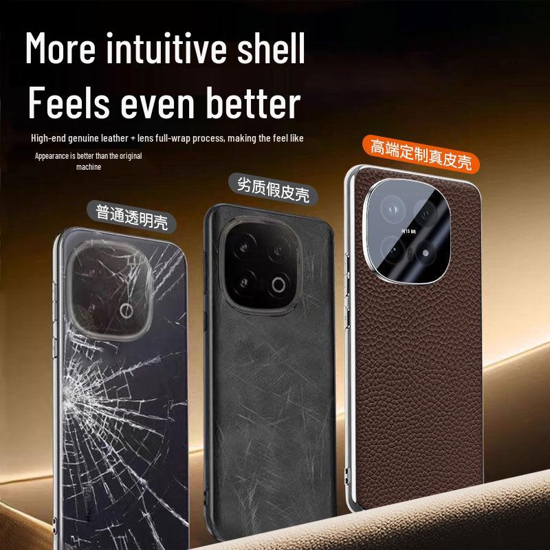 iQOO 15 Case V2505A: Stylish Leather Texture Protective Cover for Men & Women - Business High-End Chinese Style Trend