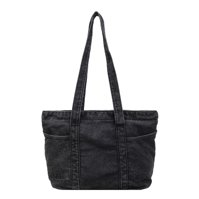 Women's Large Canvas Denim Tote - Lightweight and Versatile Shopping or Student Bag