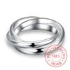 Joyería de Plata de Ley 925 Tres Círculos Anillos de Boda de Plata para Pareja para Mujeres Hombres Nuevo Hermoso Moda Anel De Prata Bijoux