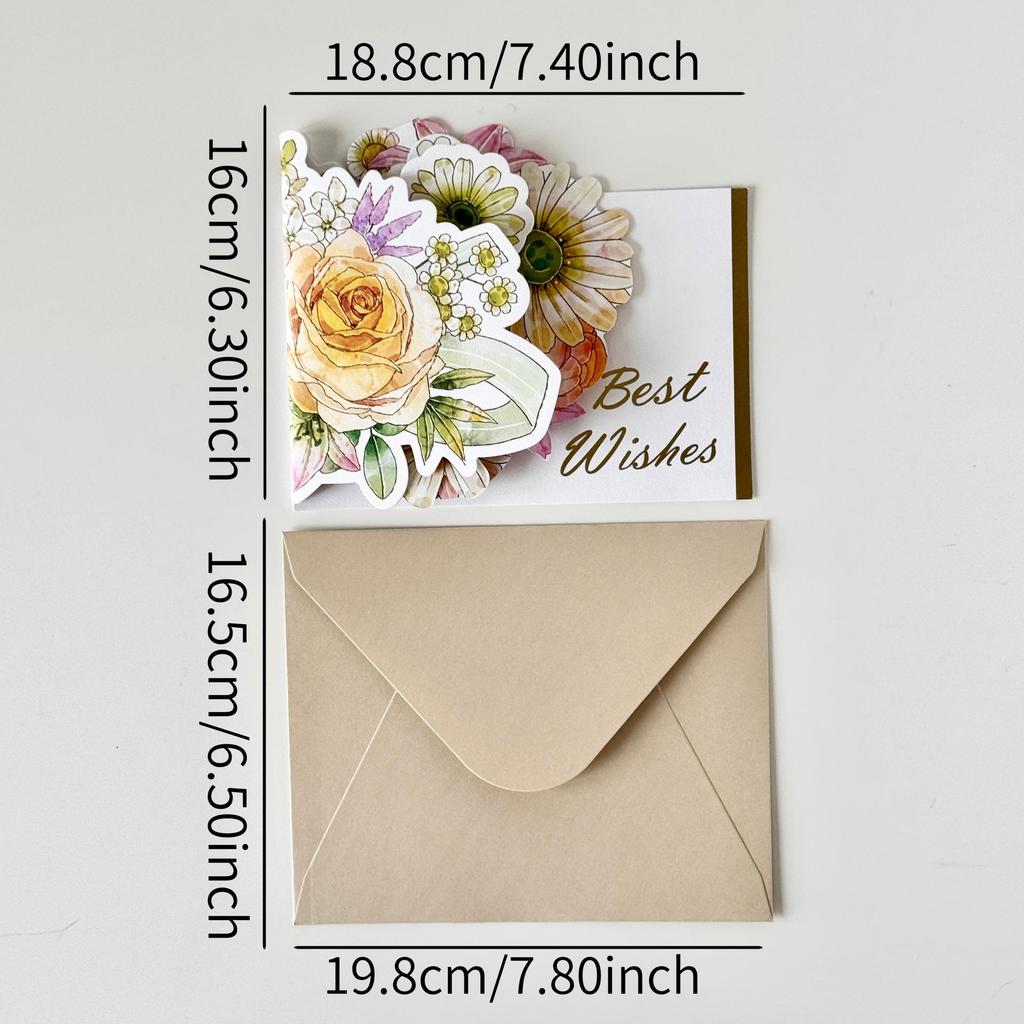 Creative Watercolor Flowers 3D Pop-up Card with Envelope - Perfect for Valentine's Day, Birthday, or Special Blessings