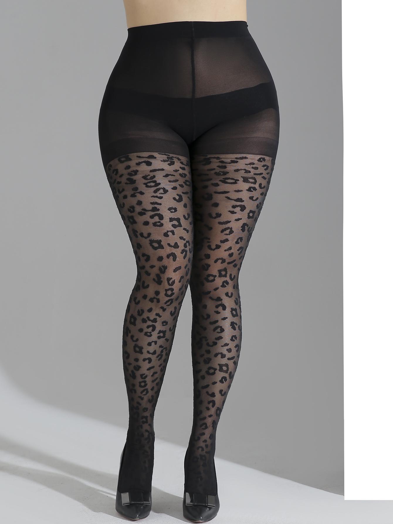 

Large Size Zebra Print Black Pantyhose, High Waist Semi-Sheer Footed Pantyhose, Women s Stockings & Hosiery L-XL(78-102kg)