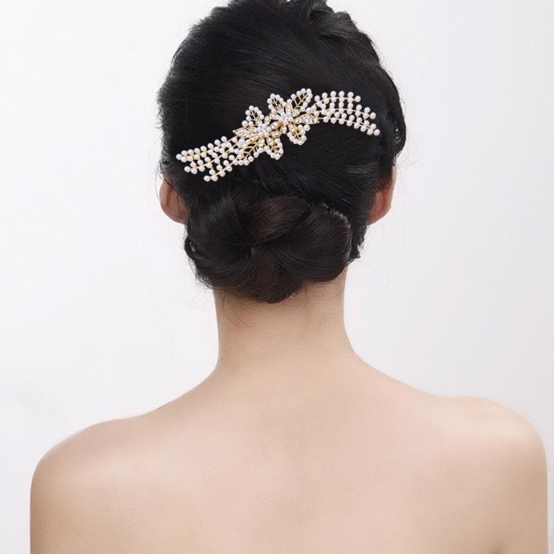 Mori Rhinestone Pointed Mouth Clip Fairy Raw Princess Style Hairpin Feminine Temperament Bridal Headdress Cheongsam Xiuhe Hair Accessories Hair Comb